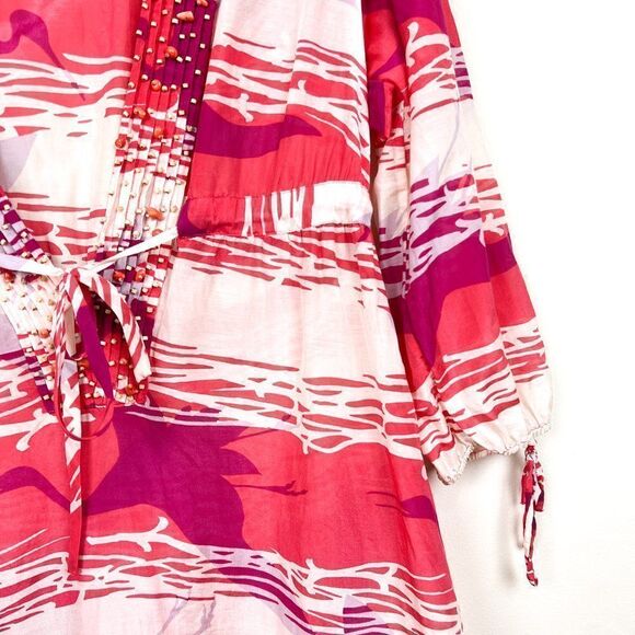 Diane Von Furstenberg Soleil Swim Cream Coral Pink Beaded Silk Swim Cover Up - Picture 6 of 10